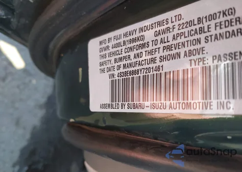 2000 Subaru Outback Limited z USA, uszkodzony, nr VIN 4S3BE6868Y7201461